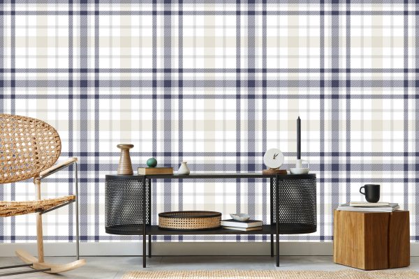 Behang Geometrische Plaid Voor Woonkamer Slaapkamer - Afbeelding 5