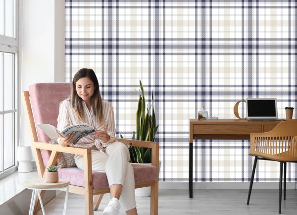 Behang Geometrische Plaid Voor Woonkamer Slaapkamer - Afbeelding 7