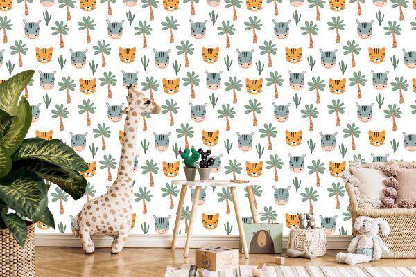 Behang Voor Jongen, Dieren, Palm, Cactussen, Groen - Afbeelding 5