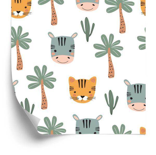 Behang Voor Jongen, Dieren, Palm, Cactussen, Groen