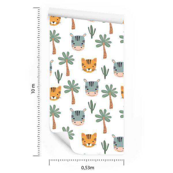 Behang Voor Jongen, Dieren, Palm, Cactussen, Groen - Afbeelding 8