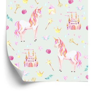 Behang Eenhoorns Uit Een Sprookjeskinderkamer