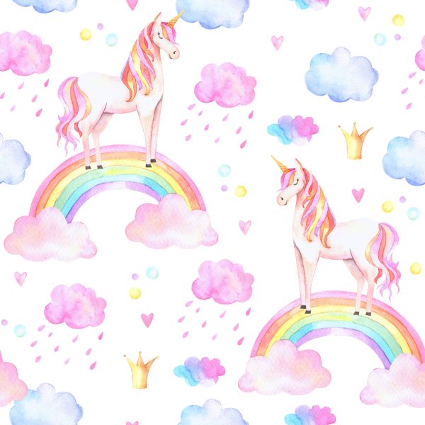 Behang Voor Meisjes Pastel Regenboog Eenhoorns - Afbeelding 2