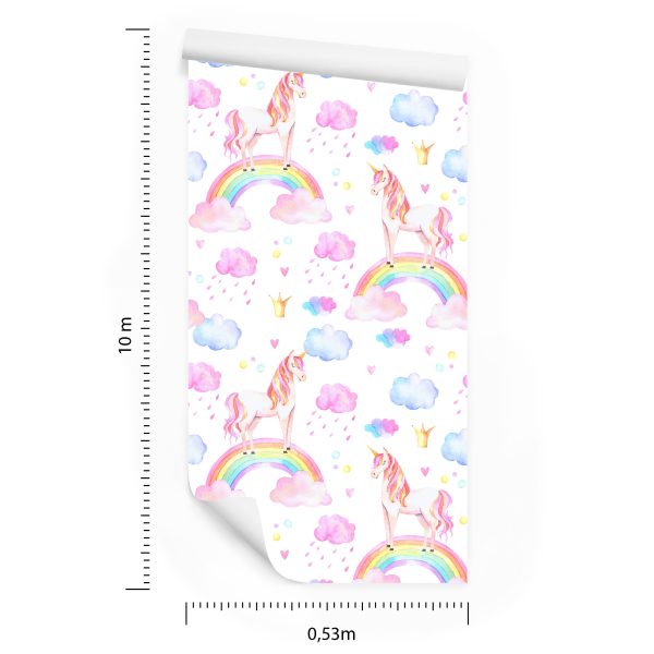 Behang Voor Meisjes Pastel Regenboog Eenhoorns - Afbeelding 8