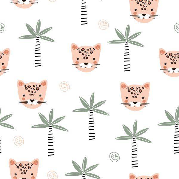 Behang Voor Meisjes, Wilde Dieren, Katten, Palmbomen - Afbeelding 2