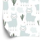 Behang De Lama Plant Wolken Voor De Babykamer