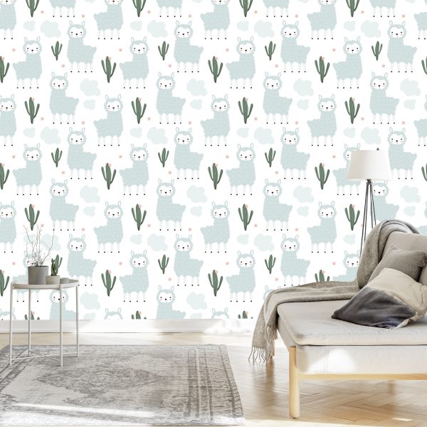 Behang De Lama Plant Wolken Voor De Babykamer - Afbeelding 3