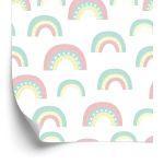 Behang Pastelkleurige Regenboog