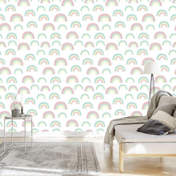 Behang Pastelkleurige Regenboog - Afbeelding 3