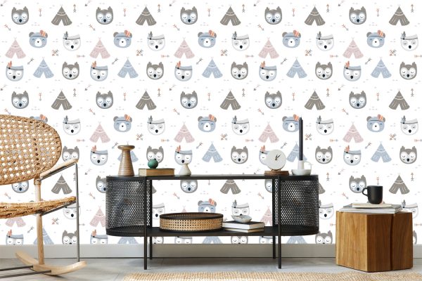 Behang Indianen Dieren - Afbeelding 5