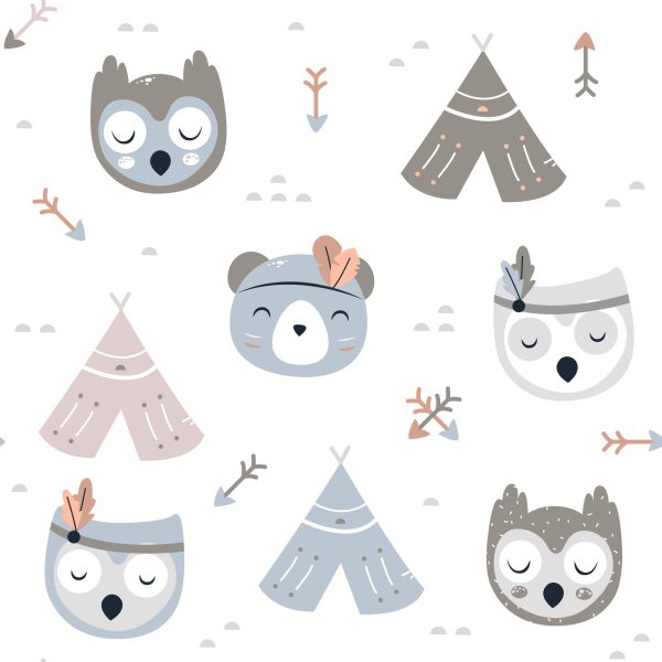 Behang Indianen Dieren - Afbeelding 2