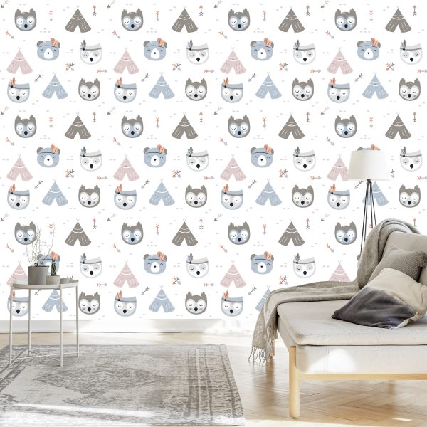 Behang Indianen Dieren - Afbeelding 3