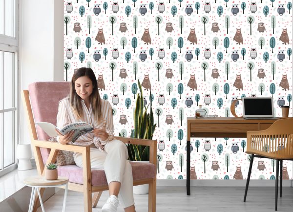 Behang Uilen Tussen Planten - Afbeelding 7