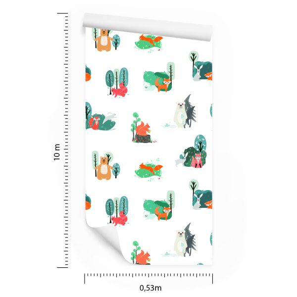 Behang Voor Kinderen, Dieren In De Scandinavische Stijl - Afbeelding 8