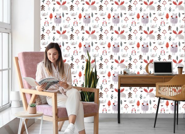 Behang Voor Kinderen - Uil, Eland En Beer - Afbeelding 7