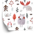 Behang Voor Kinderen - Uil, Eland En Beer