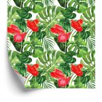 Behang Rode Bloemen