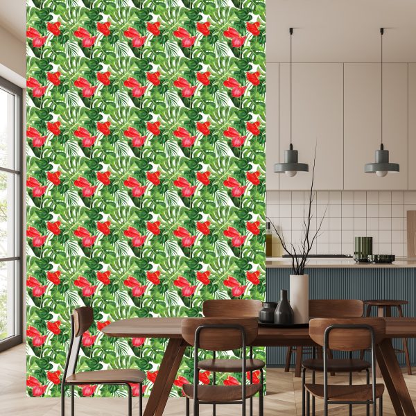 Behang Rode Bloemen - Afbeelding 4