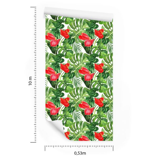 Behang Rode Bloemen - Afbeelding 8