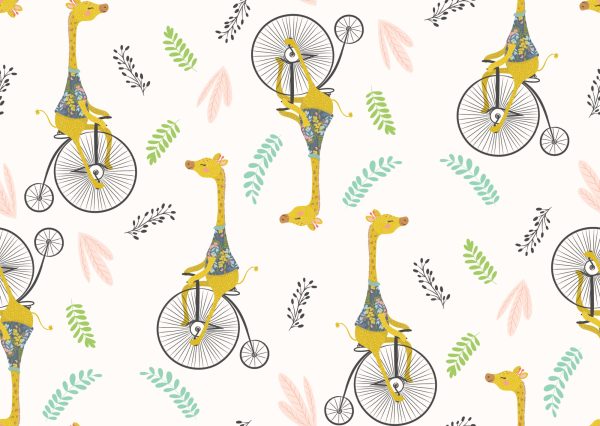 Behang Voor Kinderen Giraffen En Bladeren - Afbeelding 2