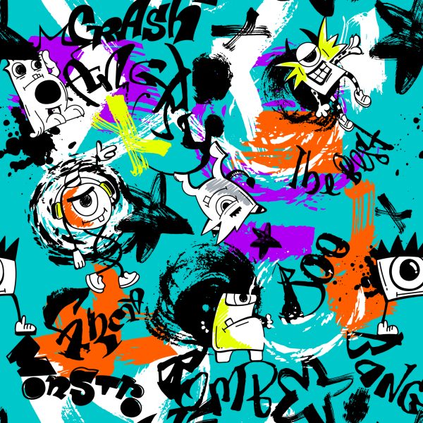 Behang Kleurrijke Graffitimonsters - Afbeelding 2
