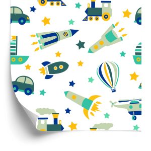Behang Naar De Kinderkamer, Helikopters, Auto's, Ballonnen