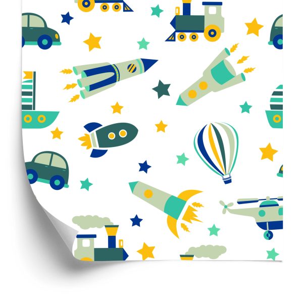 Behang Naar De Kinderkamer, Helikopters, Auto's, Ballonnen