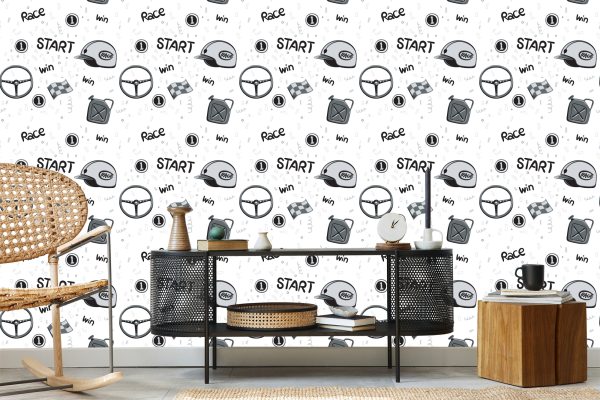 Behang Sport Rally Race Naar Babykamer - Afbeelding 5