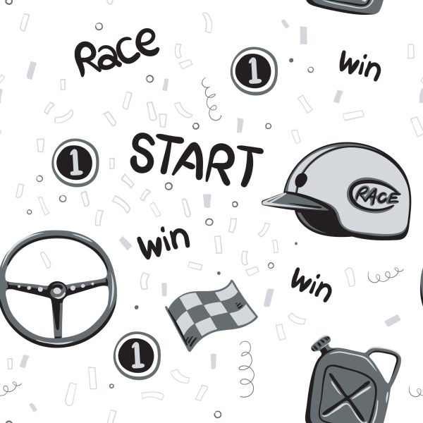 Behang Sport Rally Race Naar Babykamer - Afbeelding 2
