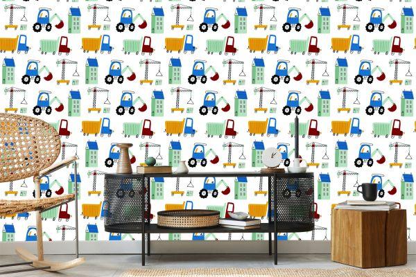 Behang Graafmachines Op De Bouwplaats - Afbeelding 5