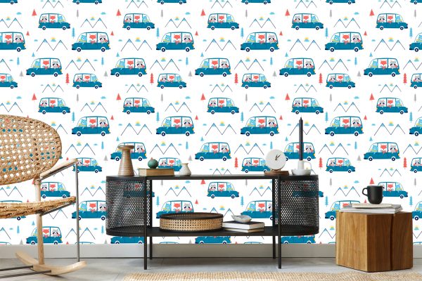Behang Dierenauto's Voor De Babykamer - Afbeelding 5