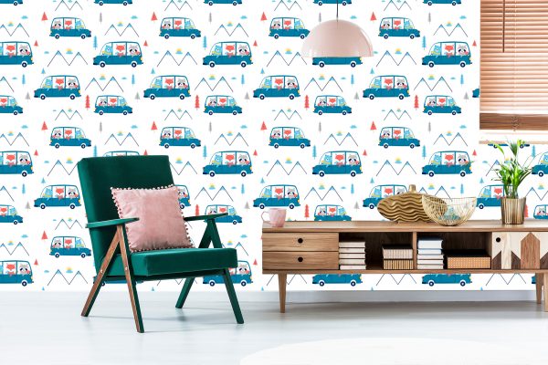 Behang Dierenauto's Voor De Babykamer - Afbeelding 6
