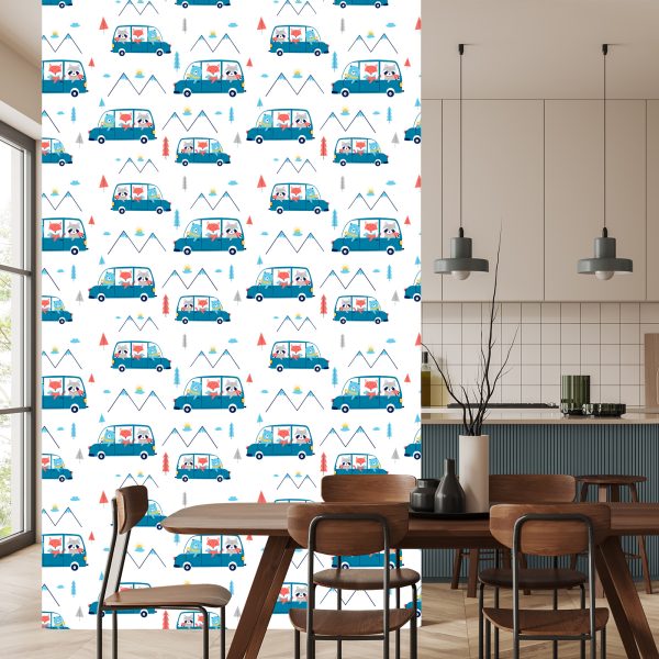 Behang Dierenauto's Voor De Babykamer - Afbeelding 4
