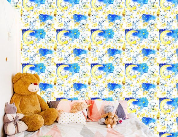 Behang Teddyberen Voor Een Jongen. Sterren. Moons - Afbeelding 6
