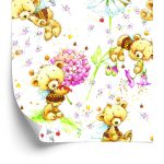 Behang Voor Meisjes, Teddyberen, Bloemen, Planten, Bladeren