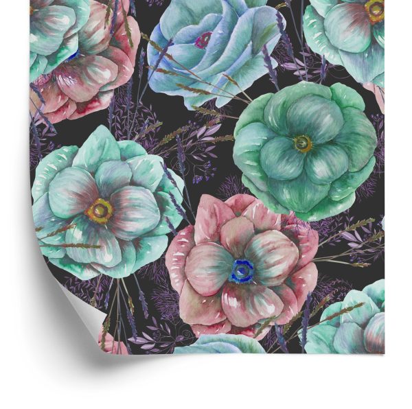 Behang Kleurrijke Anemonen Geschilderd Met Waterverf