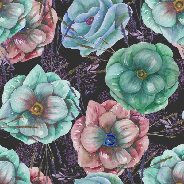 Behang Kleurrijke Anemonen Geschilderd Met Waterverf - Afbeelding 2