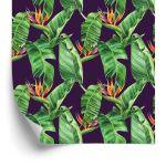 Behang Groene Bladeren Met Bloemen