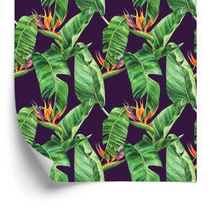 Behang Groene Bladeren Met Bloemen