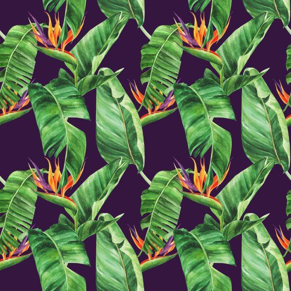 Behang Groene Bladeren Met Bloemen - Afbeelding 2