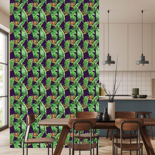 Behang Groene Bladeren Met Bloemen - Afbeelding 4