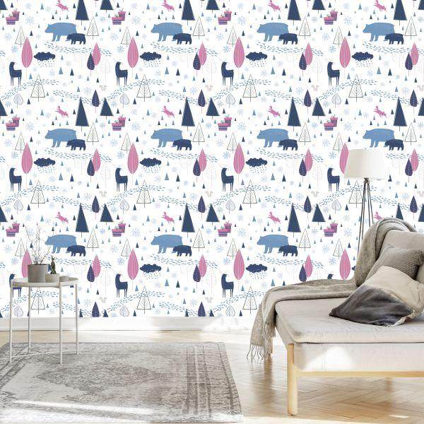 Behang Dieren Scandinavische Kinderkamer - Afbeelding 3