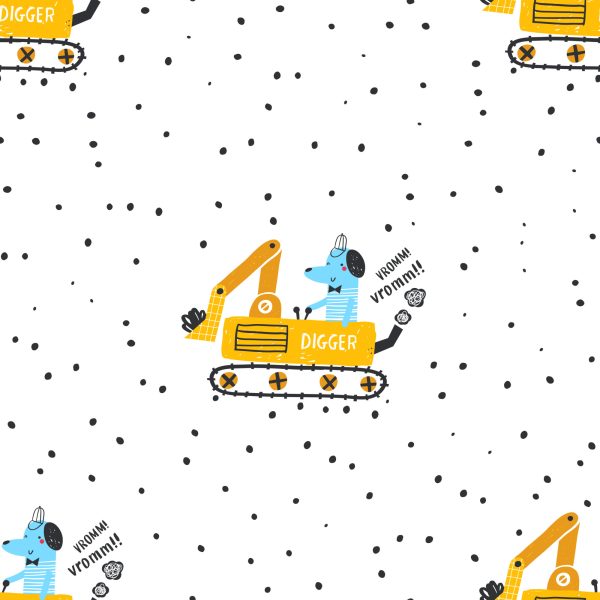 Behang Honden In De Graafmachines - Afbeelding 2