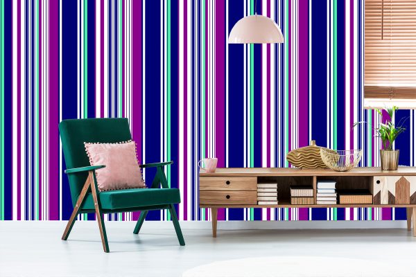 Behang Kleurrijke Verticale Strepen Voor Woonkamer - Afbeelding 6