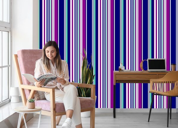 Behang Kleurrijke Verticale Strepen Voor Woonkamer - Afbeelding 7