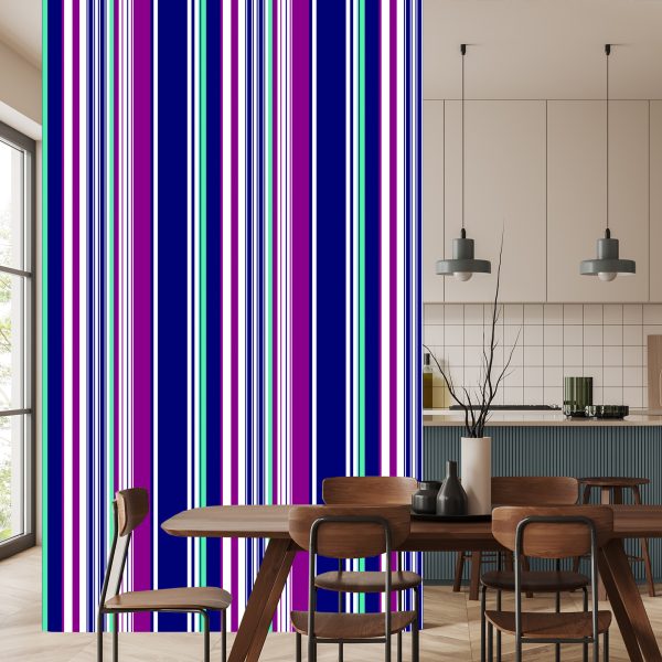Behang Kleurrijke Verticale Strepen Voor Woonkamer - Afbeelding 4