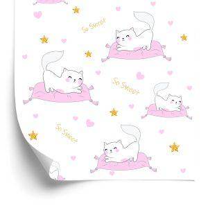 Behang Voor Kinderen - Kittens, Sterren En Harten