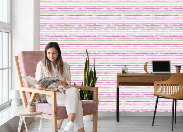 Behang In Kleurrijke Klassieke Strepen Horizontale Woonkamer - Afbeelding 7