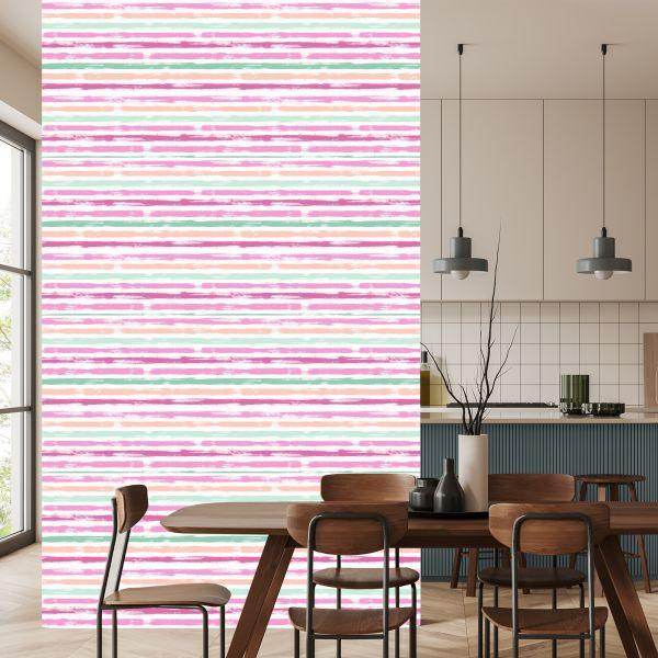 Behang In Kleurrijke Klassieke Strepen Horizontale Woonkamer - Afbeelding 4