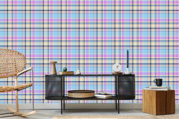 Behang Kleurrijke Moderne Plaid Voor De Woonkamer - Afbeelding 5